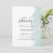 Shower Invite | Blauwgroen groene Waterverf Stroke Kaart (Staand voorkant)