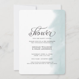 Shower Invite | Blauwgroen groene Waterverf Stroke Kaart