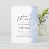 Shower Invite | Bleke blauwe Waterverf Slag Kaart (Staand voorkant)