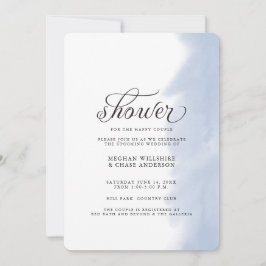 Shower Invite | Bleke blauwe Waterverf Slag Kaart