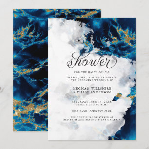 Shower Invite Blue Sapphire Waterverf Geode Kaart