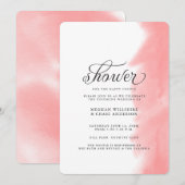 Shower Invite | KoraalRoos Waterverf Stroke Kaart (Voorkant / Achterkant)