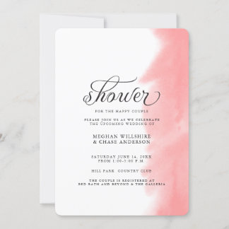 Shower Invite | KoraalRoos Waterverf Stroke Kaart