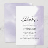 Shower Invite | Lila Waterverf Slag Kaart (Voorkant / Achterkant)