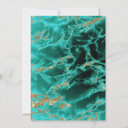 Shower Invite | Modern Turquoise Waterverf Geode Kaart (Achterkant)