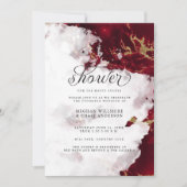 Shower Invite | Ruby Red Waterverf Geode Kaart (Voorkant)