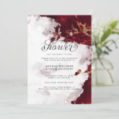 Shower Invite | Ruby Red Waterverf Geode Kaart (Staand voorkant)