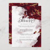 Shower Invite | Ruby Red Waterverf Geode Kaart (Voorkant / Achterkant)