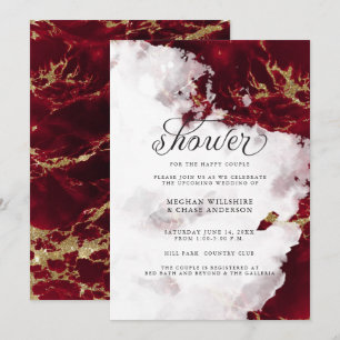 Shower Invite   Ruby Red Waterverf Geode Kaart