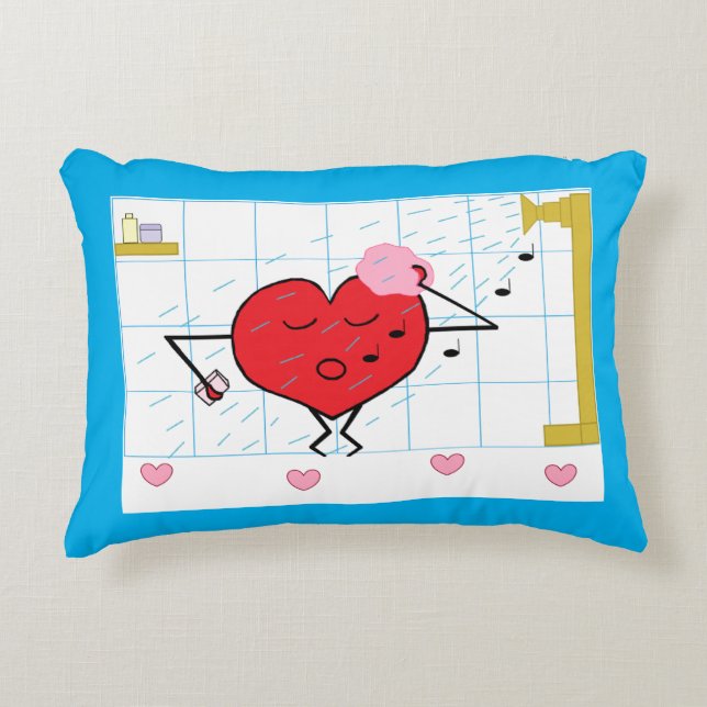 Shower Love: Blue Accent Kussen (Voorkant)