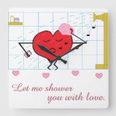 Shower Love:  Vierkante Klok (Voorkant)