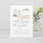 Shower met Love Baby shower Invitation - Paars Kaart (Staand voorkant)