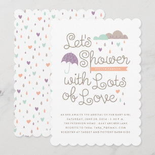Shower met Love Baby shower Invitation - Paars Kaart