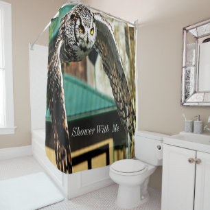 Shower met me Great Horned Owl Yellow eye Douchegordijn