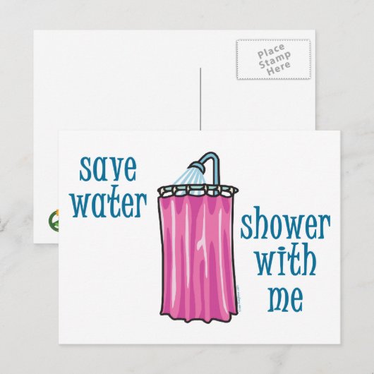 Shower met mij - bespaar water briefkaart (Voorkant / Achterkant)