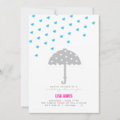 Shower met Umbrella en Hearts Invitation Kaart (Voorkant)