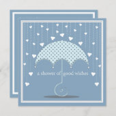 Shower of Hearts Blue Baby shower Invitation Kaart (Voorkant / Achterkant)