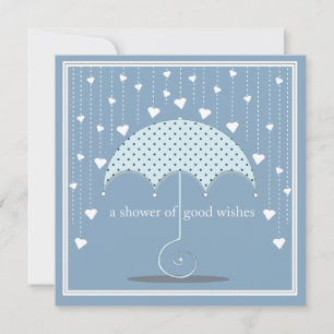 Shower of Hearts Blue Baby shower Invitation Kaart