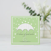 Shower of Hearts Green Baby shower Invitation Kaart (Staand voorkant)