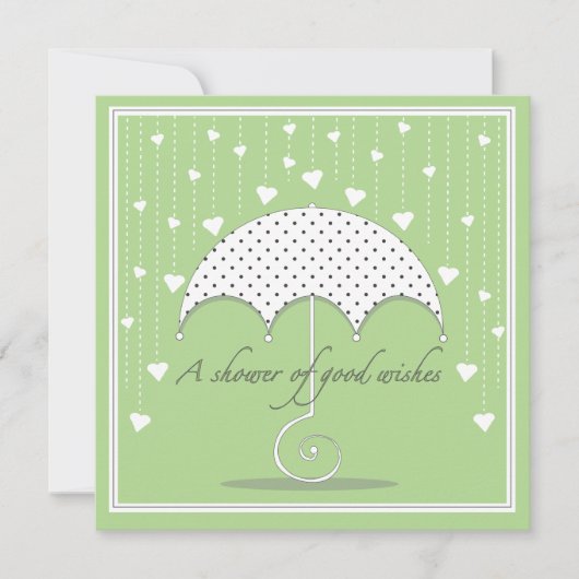 Shower of Hearts Green Baby shower Invitation Kaart (Voorkant)