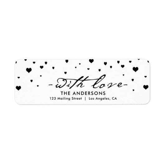 Shower of Hearts Modern Valentijnsdag Etiket (Voorkant)