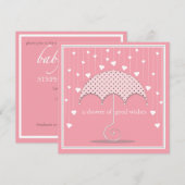 Shower of Hearts Pink Baby shower Invitation Kaart (Voorkant / Achterkant)