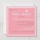 Shower of Hearts Pink Baby shower Invitation Kaart (Achterkant)