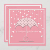 Shower of Hearts Pink Bridal Shower Invitation Kaart (Voorkant / Achterkant)