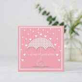 Shower of Hearts Pink Bridal Shower Invitation Kaart (Staand voorkant)