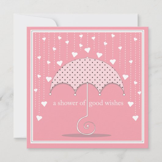 Shower of Hearts Pink Bridal Shower Invitation Kaart (Voorkant)