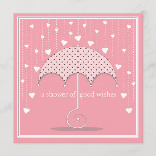 Shower of Hearts Pink Bridal Shower Invitation Kaart