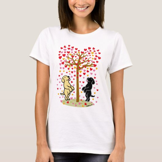 Shower of Hearts Yellow and Black Labradors T-shirt (Voorkant)