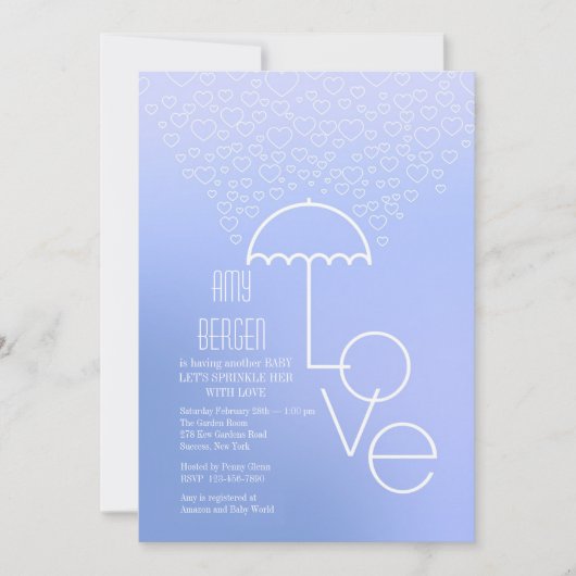 Shower of Love Blue Invitation Kaart (Voorkant)
