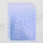 Shower of Love Blue Invitation Kaart (Voorkant / Achterkant)