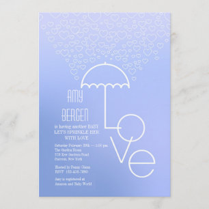 Shower of Love Blue Invitation Kaart