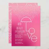Shower of Love Pink Invitation Kaart (Voorkant / Achterkant)