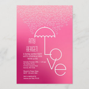 Shower of Love Pink Invitation Kaart