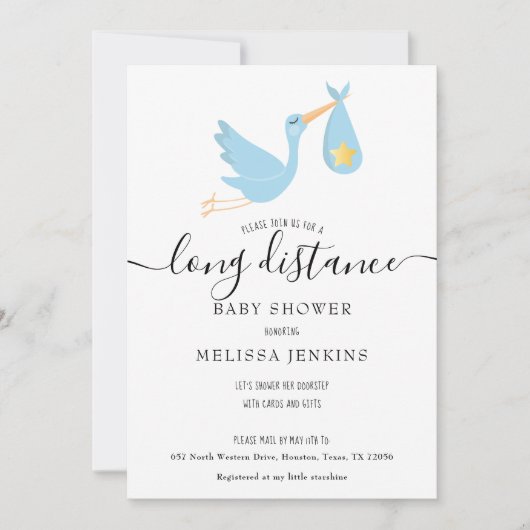 Shower over lange afstand per e-mail Blue Stork St Kaart (Voorkant)