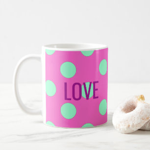 Shower Party of Love Pink and Mint Polka Dots Koffiemok