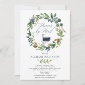 Shower per mail: groene, stoffige marineblauw kaart (Voorkant)