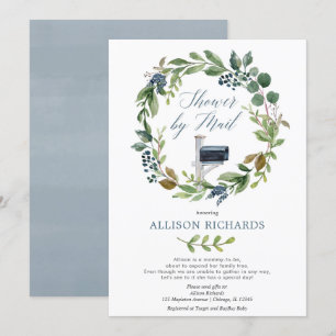 Shower per mail: groene, stoffige marineblauw kaart