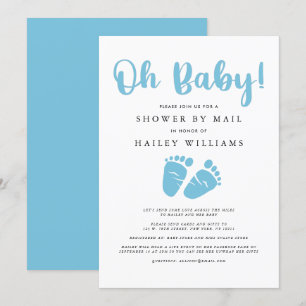 Shower per Mail   Oh Baby Boy Blue Baby Feet Kaart