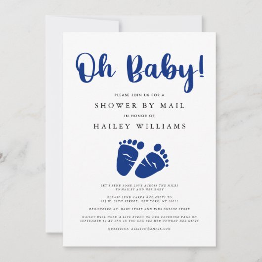 Shower per Mail | Oh Baby marineblauw tarief Kaart (Voorkant)