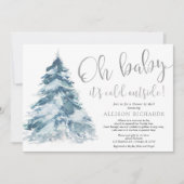 Shower per mail: winter zilverwit baby shower kaart (Voorkant)