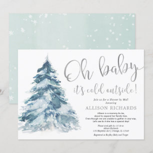 Shower per mail: winter zilverwit baby shower kaart