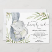 Shower per post-olifant genderneutraal baby shower kaart (Voorkant)