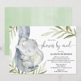 Shower per post-olifant genderneutraal baby shower kaart
