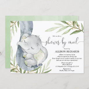 Shower per post-olifant genderneutraal baby shower kaart