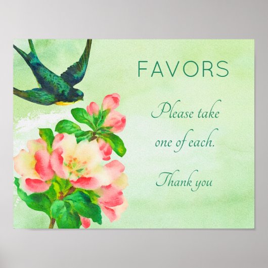 Shower Sign voor vogels en bloemen Poster (Voorkant)