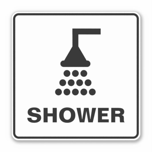 Shower symbol sign vinyl sticker for pool or spa (Voorkant)